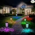 4 Pack Solar Pathway Landscape Lights - RGB Color Changing &amp Warm White Outdoor Waterproof Solar Yard Lights 2 Lighting Modes for Garden Patio Walkway Driveway &amp Sideway