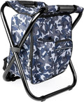 Kikerike Backpack Stool Cooler Chair Heavy Duty 300 LBS Max Load Portable Lightweight Stool Backpack Folding Fishing Cooler Seat for Camping Hunting Fishing - Arctic Camo
