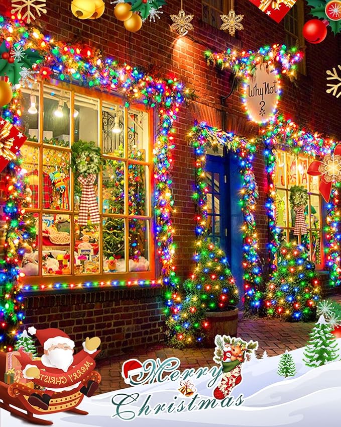 Multicolor Christmas Lights 552FT 1400LED Extra Long Outdoor String Lights Waterproof Timer &amp Memory 8 Modes Dimmable Plug in Fairy for Outside Tree Wedding Patry