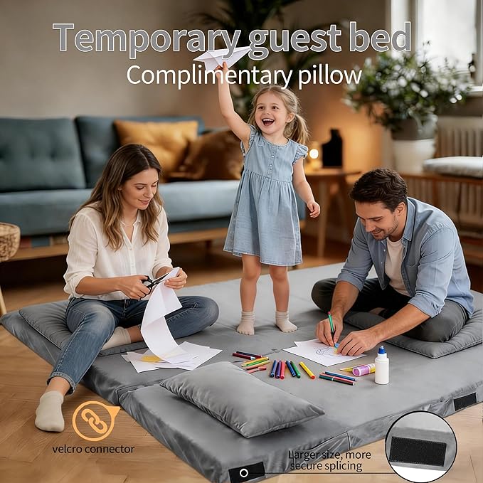 3 Inch Memory Foam Camping Mattress Pad Dual Layer Thick Sleeping Camp Mat for Sleepover Car Tent Portable Roll Up Mattress for Adults with Travel Bag