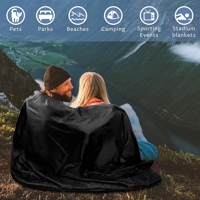 Tirrinia Waterproof Outdoor Blanket with Sherpa Lining Windproof Triple Layers Warm Comfy Foldable for Camping Stadium Beach Picnic Grass Concerts Car Dog 51''X 59'' &amp 59''X 80''