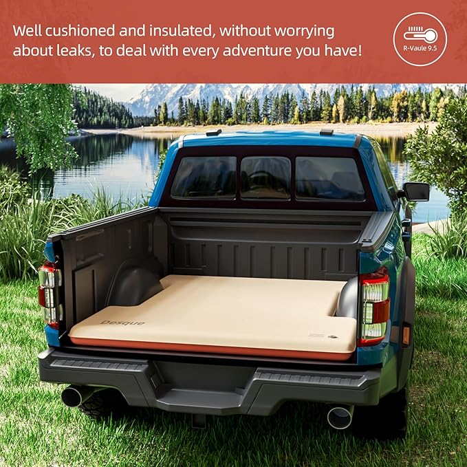Truck Bed Mattress for 6-6.5Ft Self-Inflating Mat Full-Size Short Trucks Bed for Outdoor Camping Pickup Tent Accessories 12V Air Pump Carry Bag for Silverado RAM F Series Sierra Titan