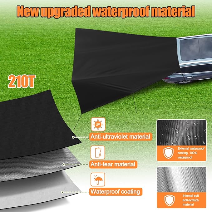 Car Awning Camping Tarp Tailgate 14x16FT SUV Tailgate Awning with Storage Bag for Overlanding Jeep Van Pickup Truck MPV Jeep