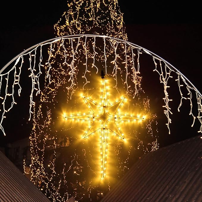 22 Bethlehem Star Outdoor Christmas Lights 90 LEDs Christmas Tree Lights Hanging Lights Mains Powered Polaris Christmas DecorationsStar of Bethlehem Lights for New Year Holiday Wedding Party Decor
