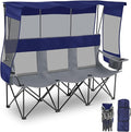 3 Person Camping Chair with Canopy Shade Oversized Folding Beach Couch Style Camping Sofa Portable Outdoor Lawn Seat Tailgate Chair with Umbrella for Beach Sport Sideline Backyard Festival
