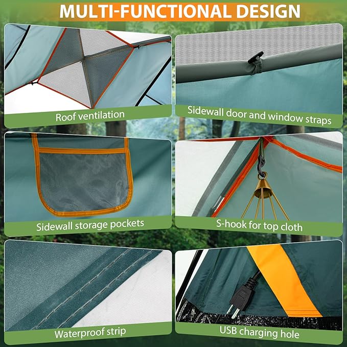 COBIZI Tents for Camping 4/6 Person Camping Tent with Rainfly and Screen Easy Setup Lightweight Portable Waterproof Outdoor Tent with Carry Bag for Backpacking Hiking Family Travel