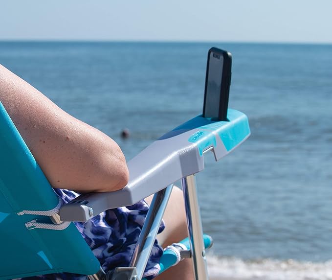 Rio Brands 17 Extended Height 4-Position Folding Beach Camping Lawn Chair Light Blue