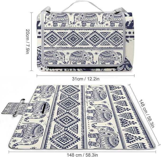 Southwestern Native American Indian Aztec Ethnic Waterproof Outdoor Picnic Blanket Sandproof Beach Mat for Camping Hiking Grass Travelling