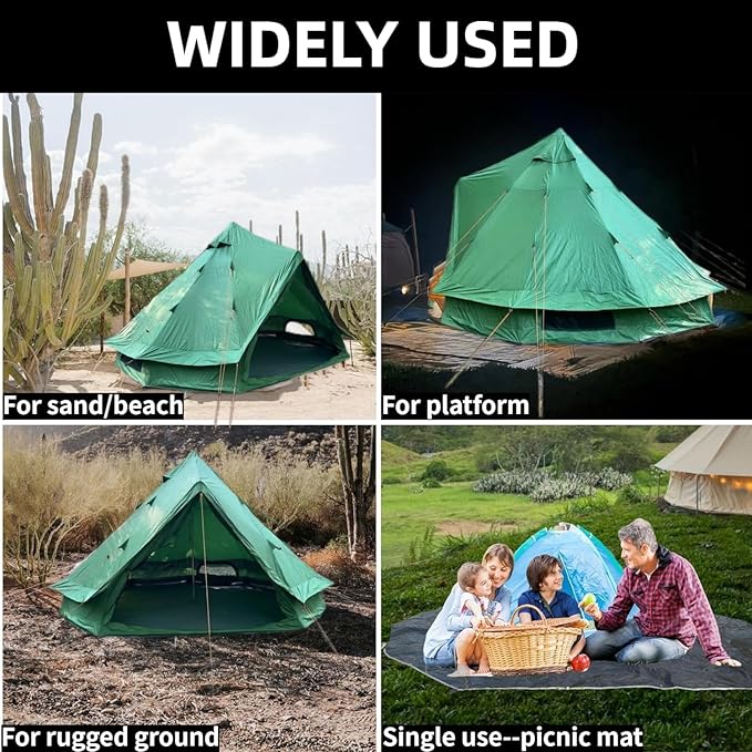 DANCHEL OUTDOOR 13ft Yurt Tent Footprint Waterproof Round Tarp Groundsheet Floor Protector Camping Glamping Accessories Universal