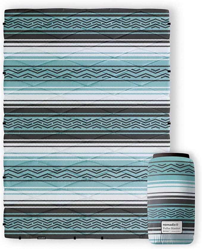 Nomadix Puffer Blanket – Water-Resistant Eco-Friendly Insulated Blanket with Snaps for Camping Beach and Travel Made from Recycled Materials