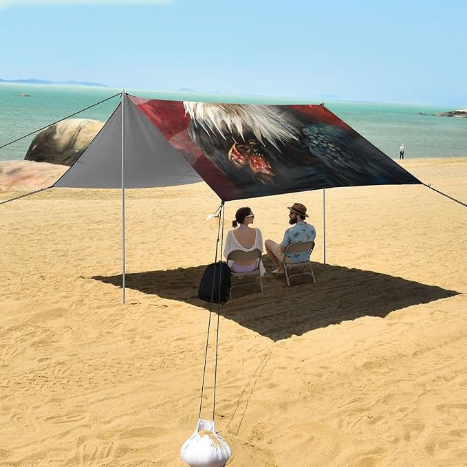 ALAZA Eagles Independence Day Beach Tent Sun Shelter Portable Canopy Sunshade for Outdoor Camping Picnics Backyard Fun 10x9 ft