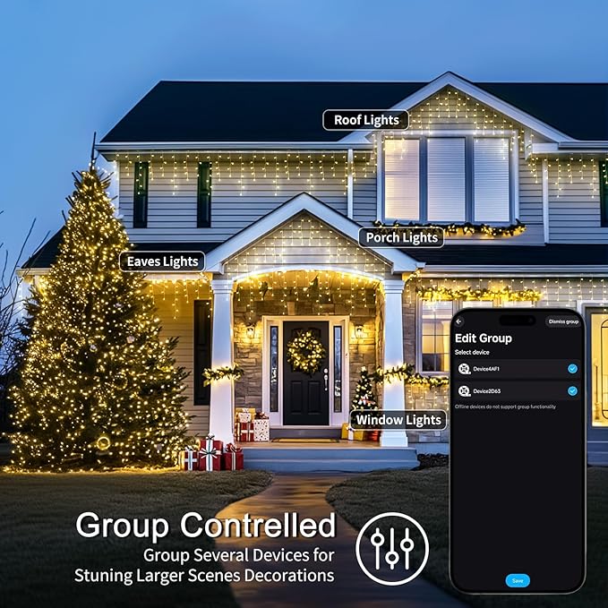 JMEXSUSS 400 LED RGB Icicle Lights - Color Changing Plug-in for Indoor/Outdoor Christmas Decorations