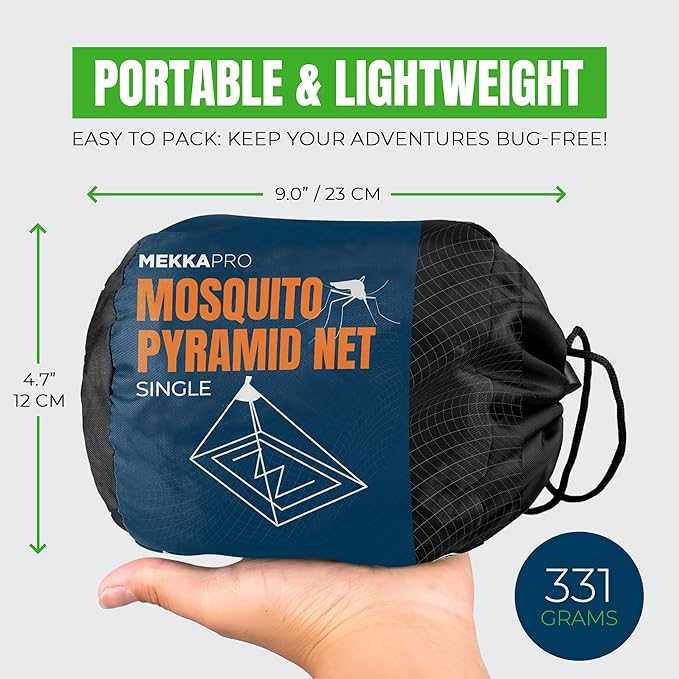 MEKKAPRO Mosquito Netting for Camping with Carry Bag Mosquito Net Tent Compact and Lightweight Bug Net for Camping Mosquito Netting for Bed Fits Sleeping Bags Tent Bed (Single)
