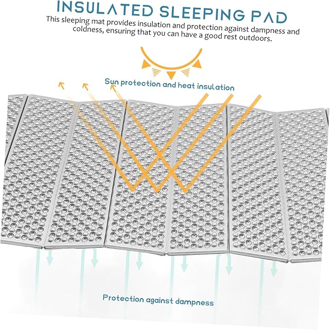 Toyvian Folding Camping Mat 186x60cm Blue Egg Crate Insulated Sleeping Pad Portable Thermal Foam Pad for Outdoor Backpacking and Hiking