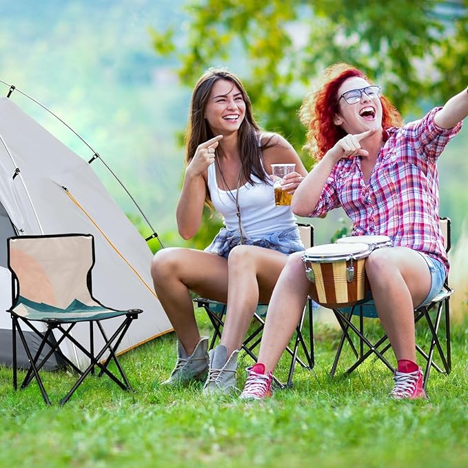 Mountains Overlap Portable Camping Chairs Folding Chair - Durable Oxford Fabric Lightweight Iron Frame Easy Fold Design - Ideal for Outdoor Activities Camping Fishing and Travel