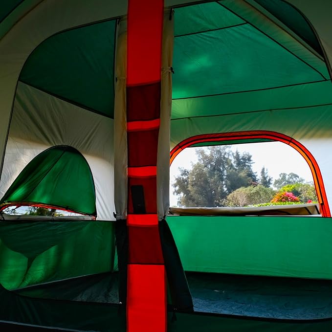 KTT Extra Large Tent 10-12-14 Person(B)Family Cabin Tents2 Rooms3 Doors and 3 Windows with MeshStraight WallWaterproofDouble LayerBig Tent for OutdoorPicnicCampingFamily Gathering