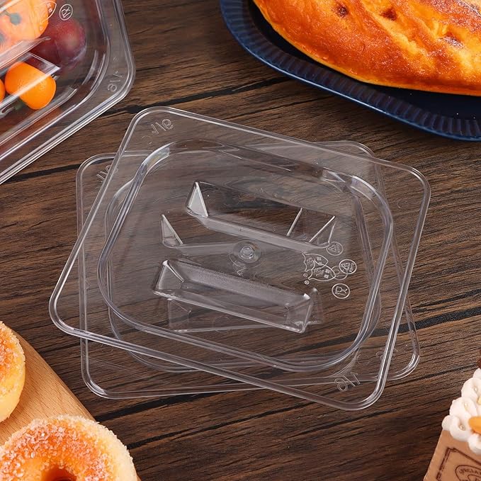 10 Pack 1/6 Size Clear Food Pan Lids Polycarbonate Universal Handled Food Pan Lid Plastic Pans Lid with Handle Restaurant Commercial Hotel Pans Cover 6.9 x 6.3 Inch for Fruits Vegetables