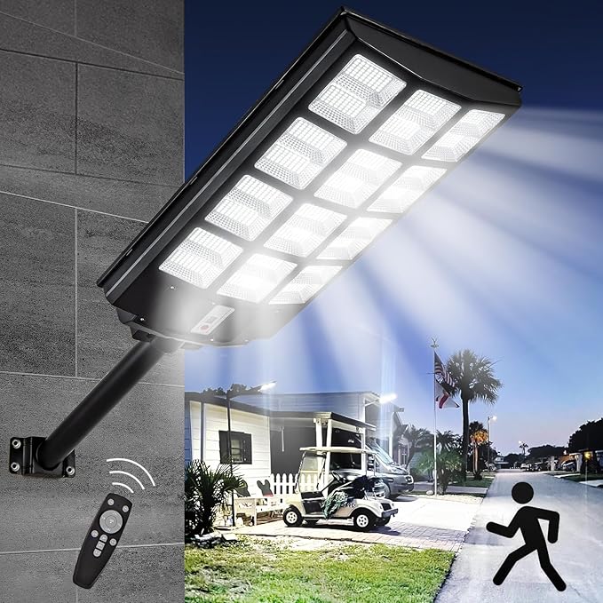 4000W Solar Street Lights Outdoor Waterproof 400000LM Dusk to Dawn Solar with Motion Sensor and Remote Control LED Flood Light Luces solares para exteriores Suitable for courtyards Garage.