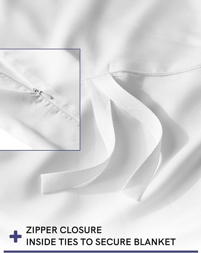 YnM Exclusive Cooling Duvet Cover for Weighted Blankets with 16 Strings (White 48x72)