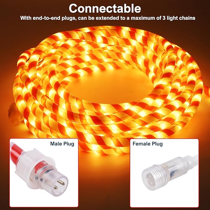 360 LED Christmas Lights 40 FT Candy Cane Rope Lights Waterproof Xmas Tree Light Connectable Tube Light Plug in for Indoor Outdoor Garden Yard Holiday Wedding Festival Party Decoration