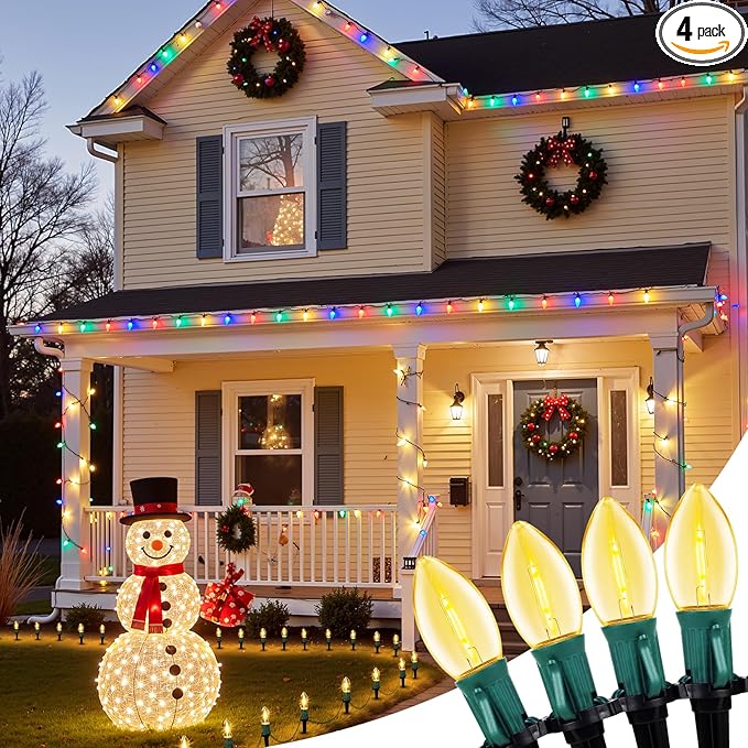 Brightown C9 Christmas Pathway String Lights - Outdoor with 102.8 FT Length 80 Clear Lights Waterproof Walkway for Indoor/Outdoor Xmas Party Decor Warm White