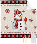 Beach Blanket Waterproof Sandproof Christmas Snowman Winter Snowflake Cardinal Quick Drying Beach Mat with 4 Stakes Red Black Checker Vintage Linen Lightweight Picnic Blanket for Travel 83x79