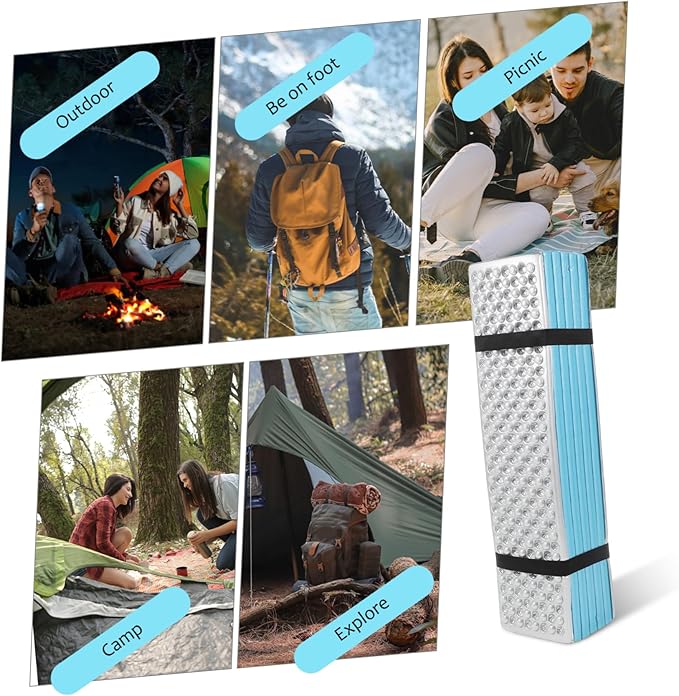 Moisture Folding Camping Mat Blue Insulated Egg Crate Foam Pad for Outdoor Adventures