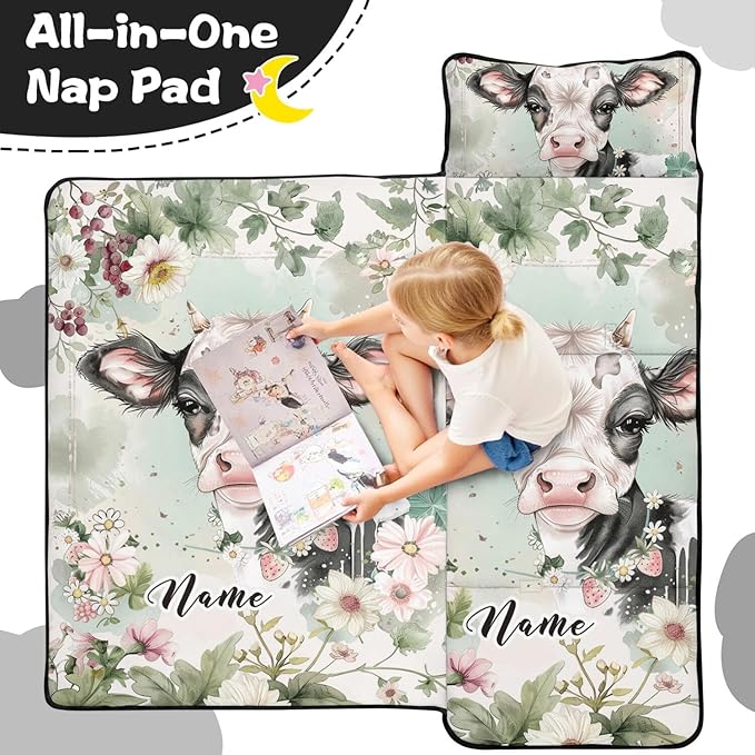 Toddler Sleeping Bag with Blanket &amp Pillow – Personalized Roll-Up Nap Mat with Custom Name for Kids