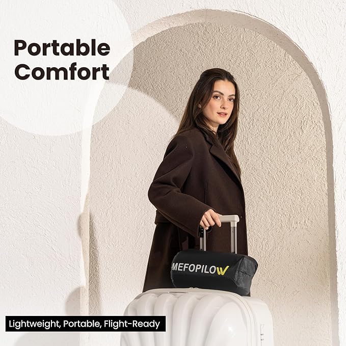 Memory Foam Travel Pillow with Washable Cover &amp Carry Bag – Compact Soft &amp Breathable Neck Pillow for Airplane Camping &amp Car (Black- Without Spare Cover 13.8x11.8x3.9/3.1 inches)