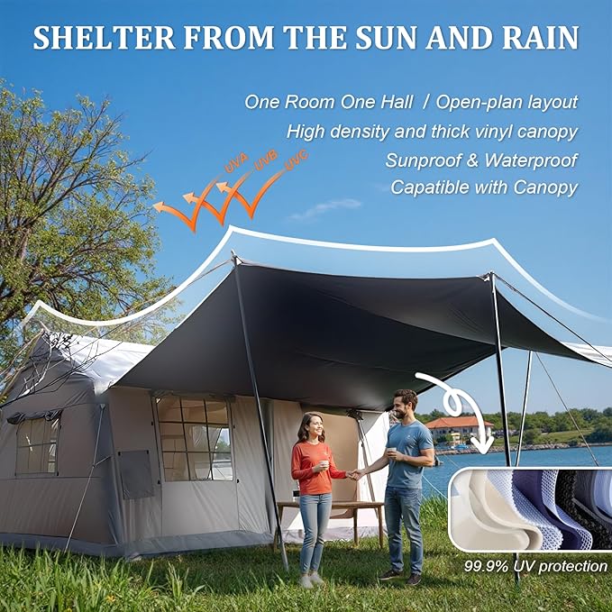 Inflatable Tents for Camping Large Inflatable Camping Tent with Hand Pump Easy Setup Tents for 2/4/6/8/10/12 People Portable Glamping Tent