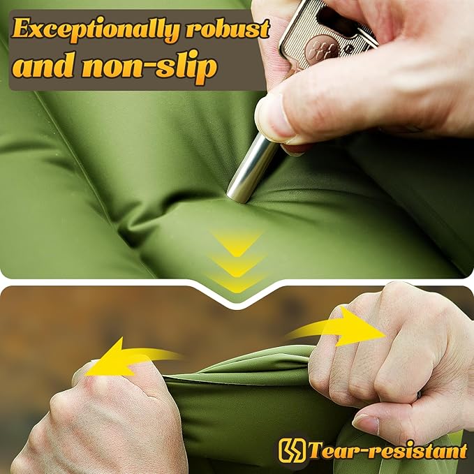 Camping Sleeping Pad Ultralight Camping Mat with Pillow Built-in Foot Pump Inflatable Sleeping Pads Compact for Camping Backpacking Hiking Traveling TentDoubleGreen.