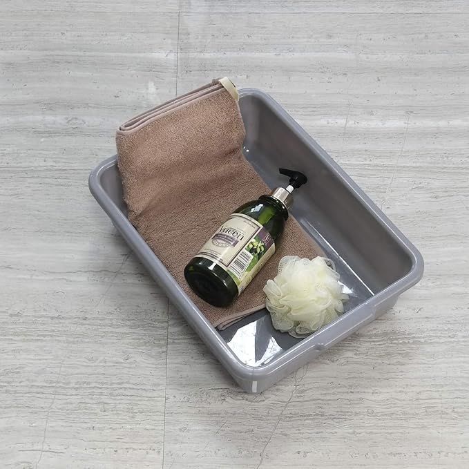 Bringer 4-Pack Gray Commercial Bus Tubs 8 L Small Plastic Bus Box