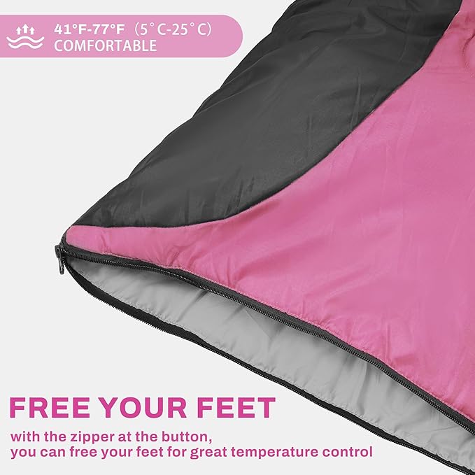 Elevon Double Sleeping Bag 2 Pillows for Adults Queen Size XL Sleeping Bag Waterproof Compact with Compression Sack 2 Person Sleeping Bags Cold Warm Weather- 3 Seasons Backpacking Hiking Travel