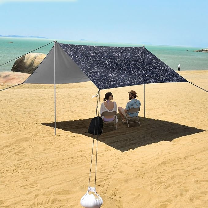 ALAZA Math Formula Sience Beach Tent Sun Shelter UPF50+ Protection Beach Shade Canopy w/ 4 Sandbags for Outdoor Camping Fishing Backyard Fun Picnic 10x9 ft