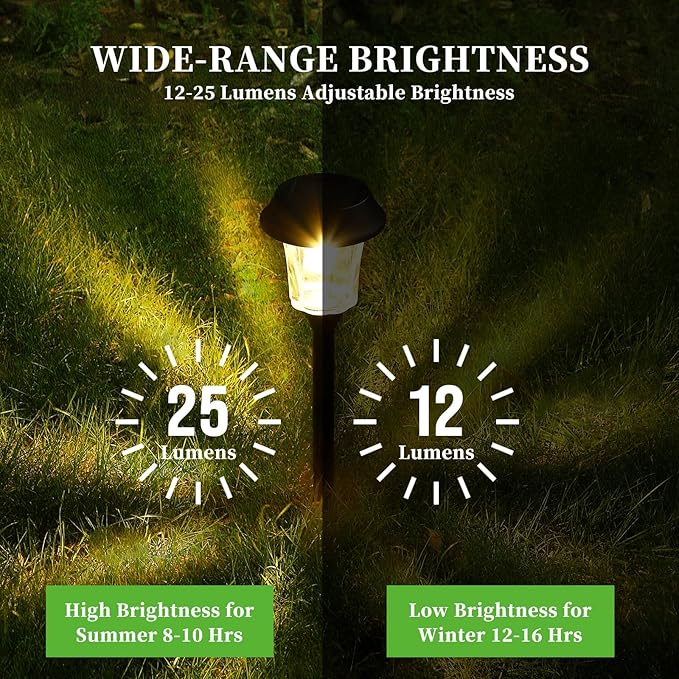 Solar Pathway Lights Outdoor 4 Pack Stainless Steel &amp Glass Solar Garden Lights Auto Dusk to Dawn IP65 Waterproof LED Path Lights for Yard Lawn Walkway Driveway