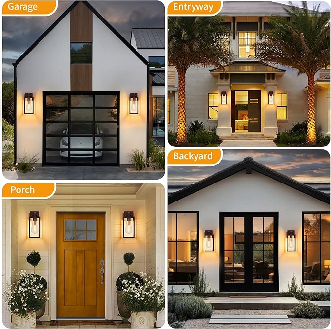 13'' Oil Rubbed Bronze Motion Sensor Outdoor Light Fixtures Wall Mount Large Front Porch LightsDusk to Dawn Exterior Wall Sconce Waterproof Lantern LampOutside Coach Light for HouseGarageYard