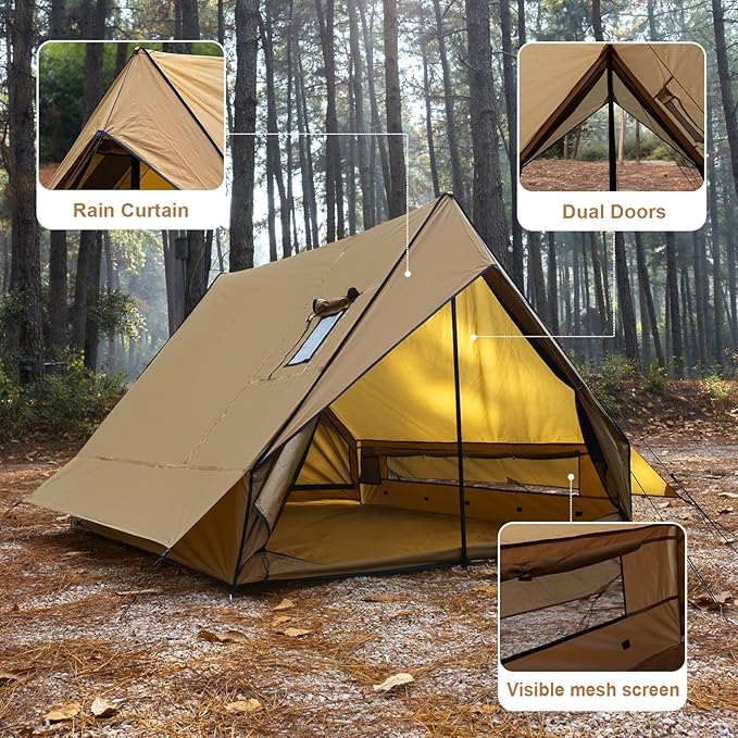 Hot Tent with Stove Jack 4-Season Waterproof Chalet Tent Easy Setup Weather-Resistant Shelter for Winter Camping &amp Outdoor Adventures