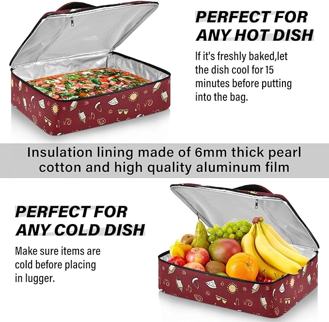 Casserole Carrier Sun and Beach Ball ArtInsulated Casserole Carrier for Hot or Cold Food Thermal Lunch Tote for Potluck Parties Picnic Beach Fits 9 x 13 Inches Baking Dish