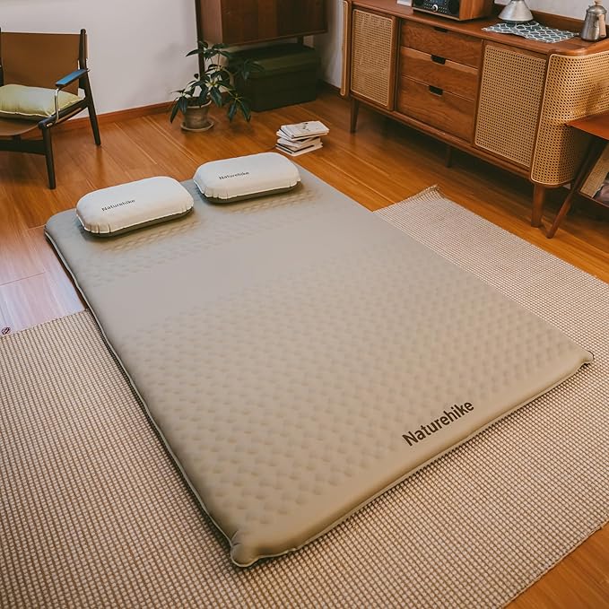 Naturehike 2.56’’ Thick Self Inflating Sleeping Pad for Camping with Foam Inflatable Twin Size Camping Mattress for Outdoors Car Home ISPO Award Winning Processes