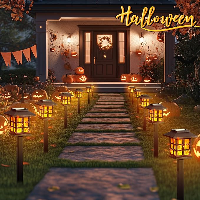 GIGALUMI Solar Lights for Outside16 Pack Flickering Flame LED Solar Outdoor Lights Waterproof Garden Light Maintain 10 Hours of Lighting for Christmas Garden Landscape Path Yard Patio
