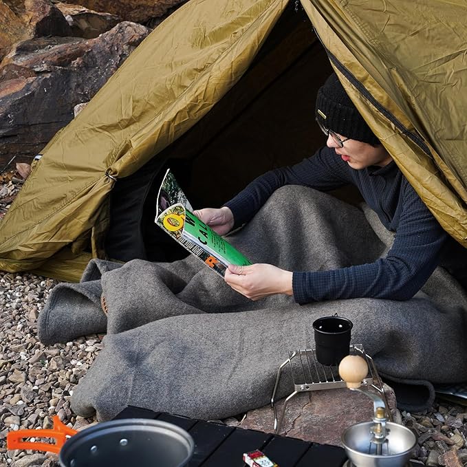 REDCAMP Wool Blanket Warm and Thick Wool Camping Blanket- Great for Outdoors Stadium Blanket Picnics Travel and Car Machine Washable 86x 63 Grey