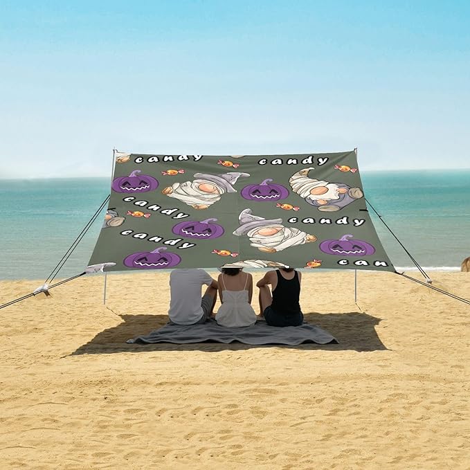 Beach Tent Sun Shelter Candy Purple Pumpkin Lightweight &amp Easy Setup Beach Shade Canopy for Camping Fishing