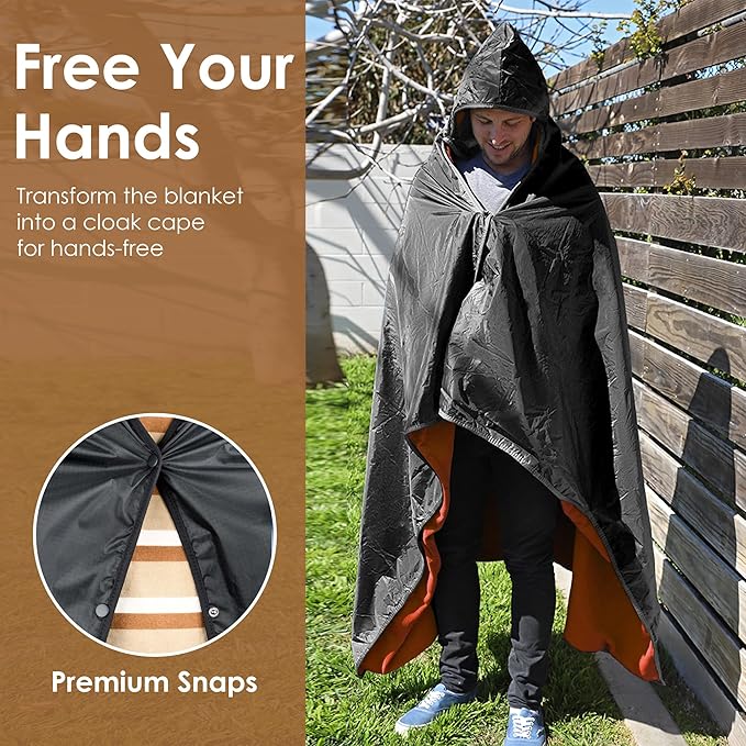 Catalonia Waterproof Stadium Blanket Windproof Wearable Poncho for Football Sideline &amp Sports Events for Fans Portable Durable Outdoor Blanket for Camping &amp Tailgating