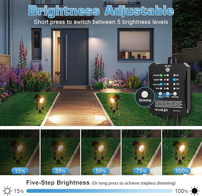 All-in-One Low Voltage Landscape Lighting Kit 8-Pack Landscape Lights with Transformer 3000K Waterproof Outdoor Lights with 75FT Wire for Yard Garden