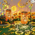 2 Pack Sunflower Solar Lanterns Garden Decor Gifts for Women Mom Grandma Birthday Metal Hanging Solar Lights Outdoor Waterproof LED Decoration with Shepherd Hook Outside for Yard Patio Lawn Porch