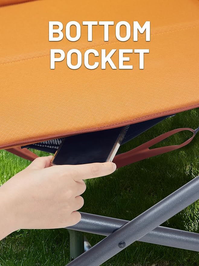 Timber Ridge XXL Upgraded Oversized Directors Chairs with Foldable Side Table Detachable Side Pocket Heavy Duty Folding Camping Chair up to 600 Lbs Weight Capacity (Orange) Ideal Gift