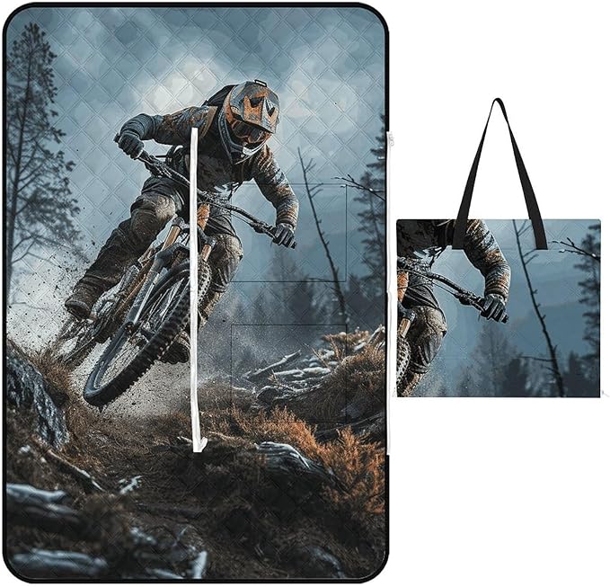 Zipper Mountain Bike Tournament Style Picnic Mat Suitable for Travel Camping Park Or Home Use