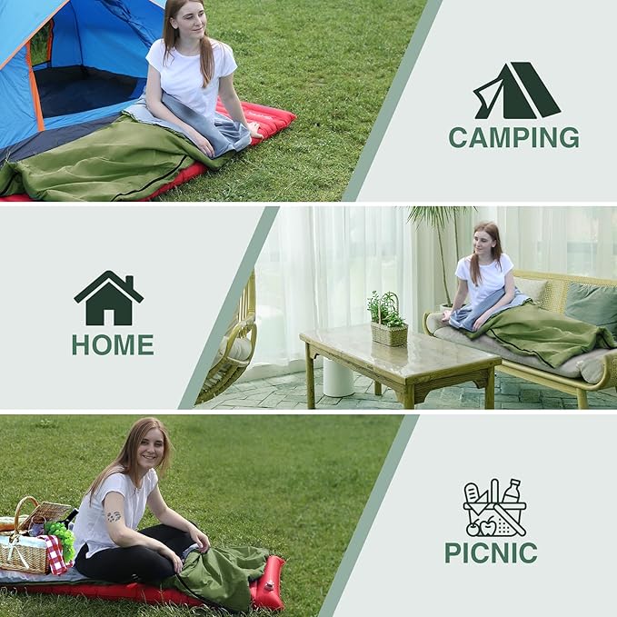REDCAMP Ultra Lightweight Sleeping Bag for Backpacking Hiking Comfort for Adults Warm Weather with Compression Sack