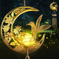 Moon Hummingbird Wind Chime Outdoor Handcrafted Metal Garden Wind Chimes with Hummingbird Charms Melodic Wind Bells for Patio Porch Decor Weatherproof Gift for Nature Lovers &amp Bird Watchers