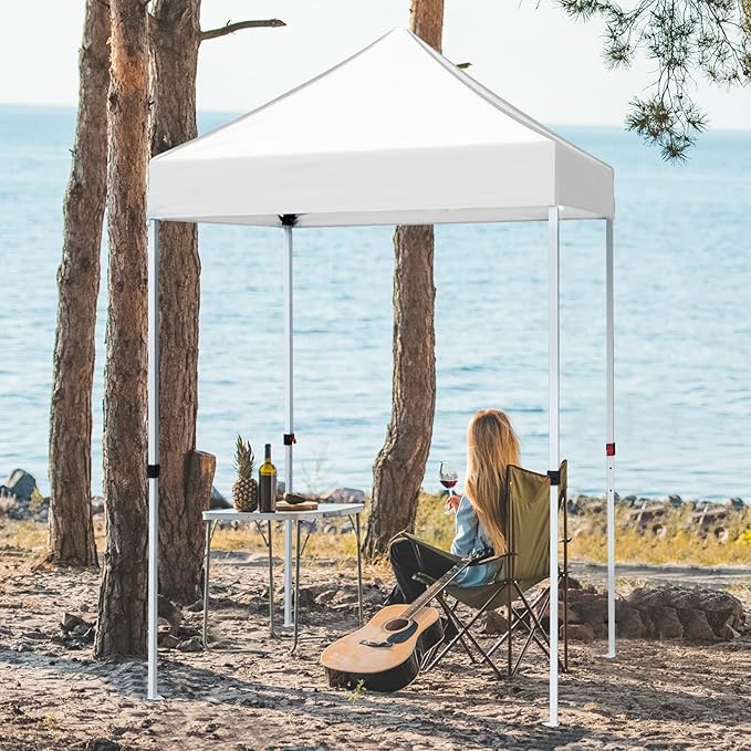 COOS BAY Pop Up Canopy Tent 5x5 Portable Lightweight Sun Shelter with Carry Bag Outdoor Shade for Beach Sports Hiking Patios Backyard Events White
